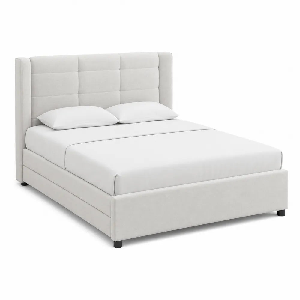 Letto matrimoniale in tessuto poliestere crema 160x200 cm
