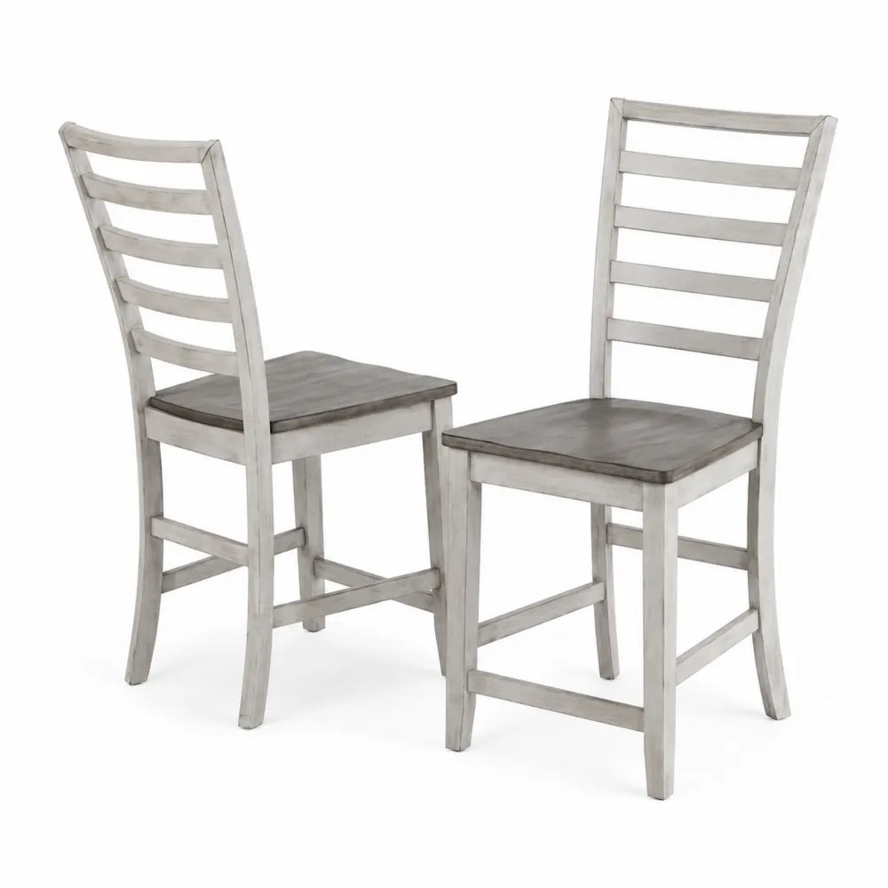 Set di 2 sedie da pranzo in legno massello Grigio