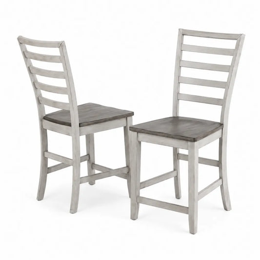 Set di 2 sedie da pranzo in legno massello Grigio