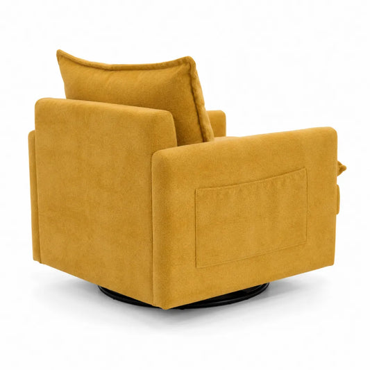Poltrona girevole in velluto con base in metallo