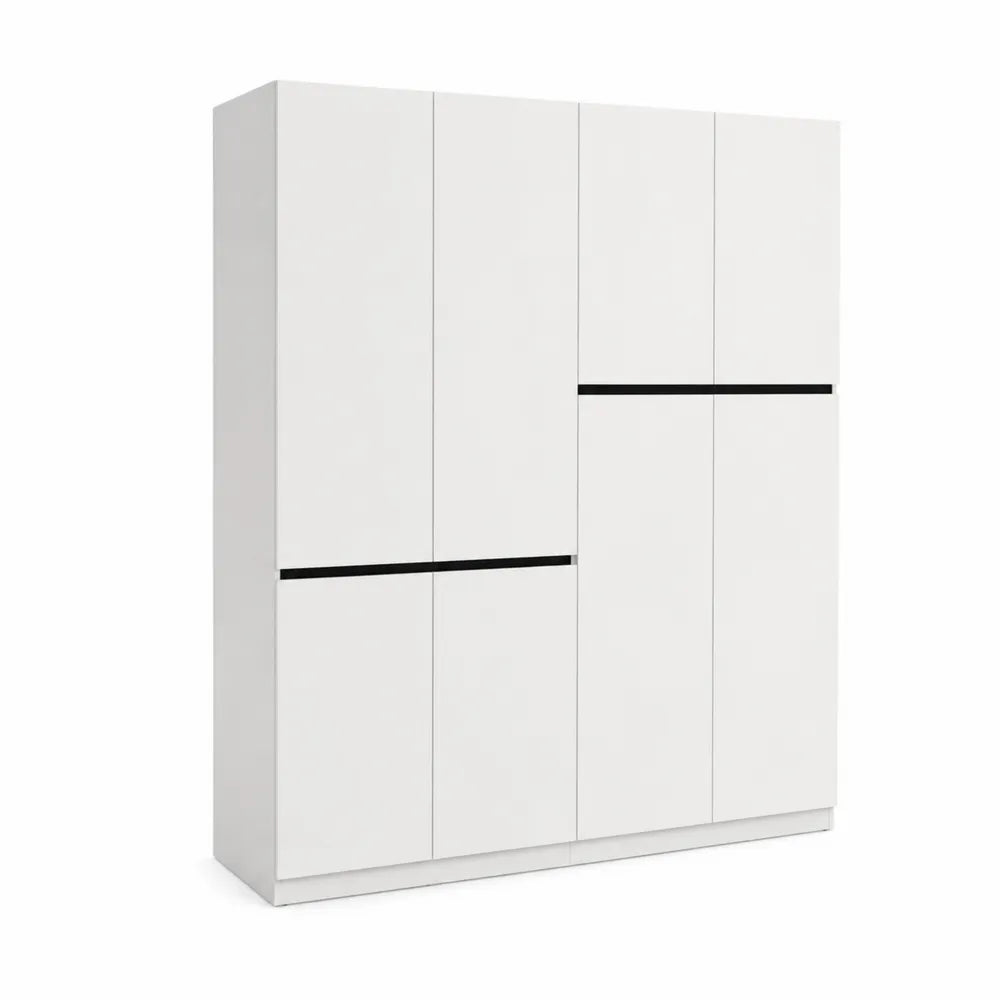 Armadio in Legno MDF Bianco Opaco 6 Ante 180x60x200 cm