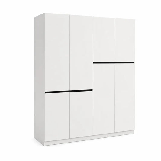 Armadio in Legno MDF Bianco Opaco 6 Ante 180x60x200 cm