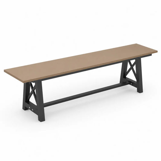 Panca in Metallo e Legno Marrone e Nero 180x30x45 cm